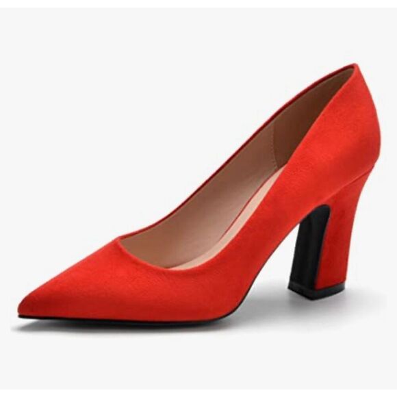 New Red Velvet Block Heels 6.5 - Picture 1 of 8